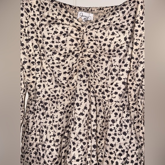 Japna Crème Floral Babydoll Milkmaid Balloon Sleeves Blouse Women L Cottagecore - Picture 4 of 7